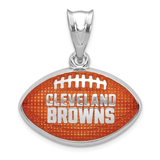 Sterling Silver Cleveland Browns Enameled Football Pendant Sterling Silver Cleveland Browns Enameled Football Pendant